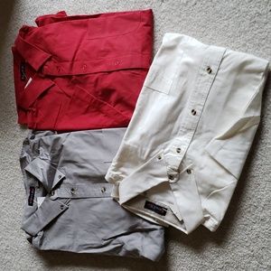 NWT 3 Forest & Hue men's button up oxford short sleeve shirts Gray red white